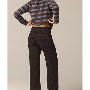 Anthropologie Maeve Colette Denim Cropped Black Wide-Leg Jeans